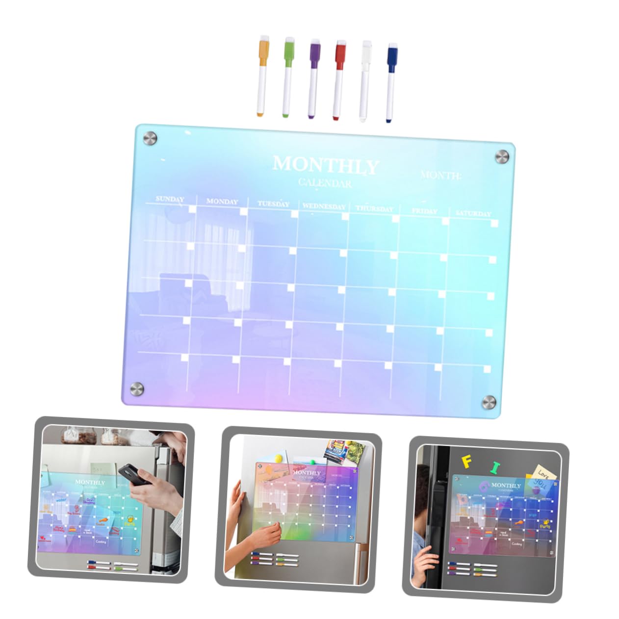STOBOK Monatsplaner Trocken Abwischbar Aus Magnetischer Kühlschrankkalender Essensplanungstafel Monatliches Whiteboard Für Küchenplanung