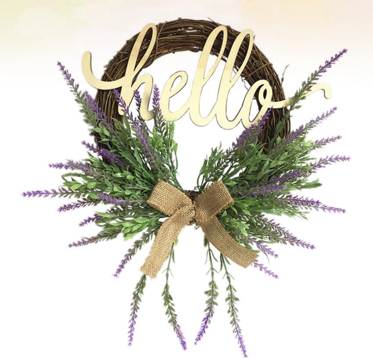 Generic Hello Lavender Garland 14inch Decorative Simulated Lavender Garland Plastic Material Easy Installation No Watering Required for Home and Store Decoration Random Color