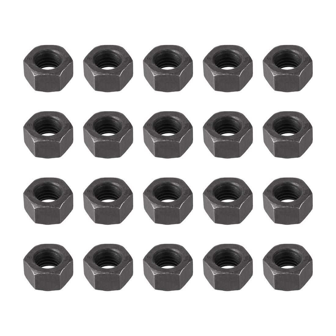 uxcell Hex Nuts, M10x1.5mm Metric Coarse Thread Hexagon Nut, Carbon Steel, Pack of 20 (Black)