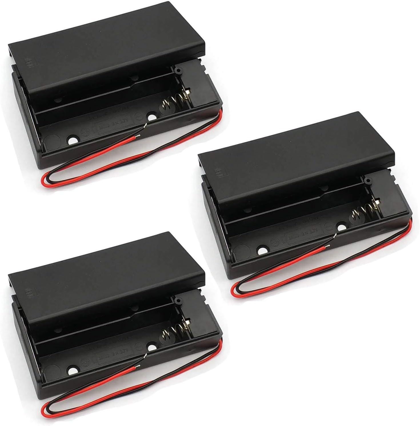 3Pcs 18650 Battery Storage Case 2 Slots x 3.7V for Batteries Holder Box Container with ON/Off and Switch (Battery Holder)