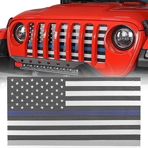 V8 GOD American Flag Front Mesh Grille Grill Insert Old Glory for Jeep Wrangler 2018 2019 2020 2021 JL Unlimited & Gladiator JT 2020 2021 -Blue Stripe