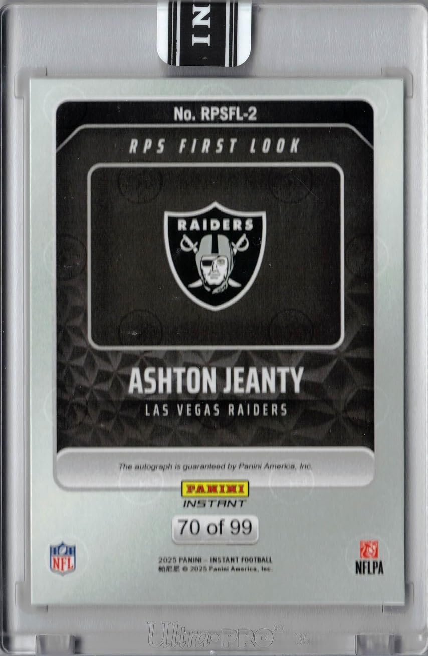 2025 Panini Football Instant #RPSFL-2 Ashton Jeanty Certified Autograph Rookie Card Raiders - Only 99 made!