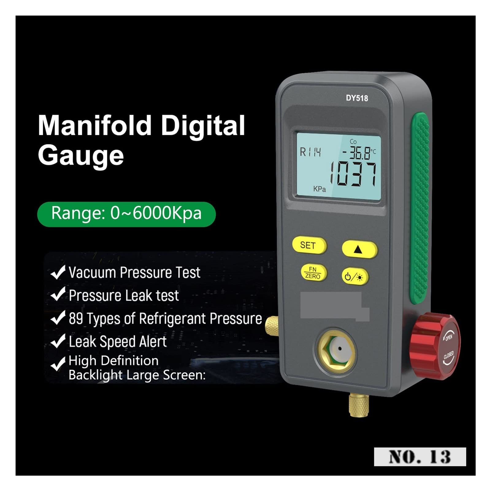 Dy518 517 549. Kühldruckmessgerät Krümmer Digital Vakuummesser Druck Freon Manometer Temperatur Tester,Hohe Präzision