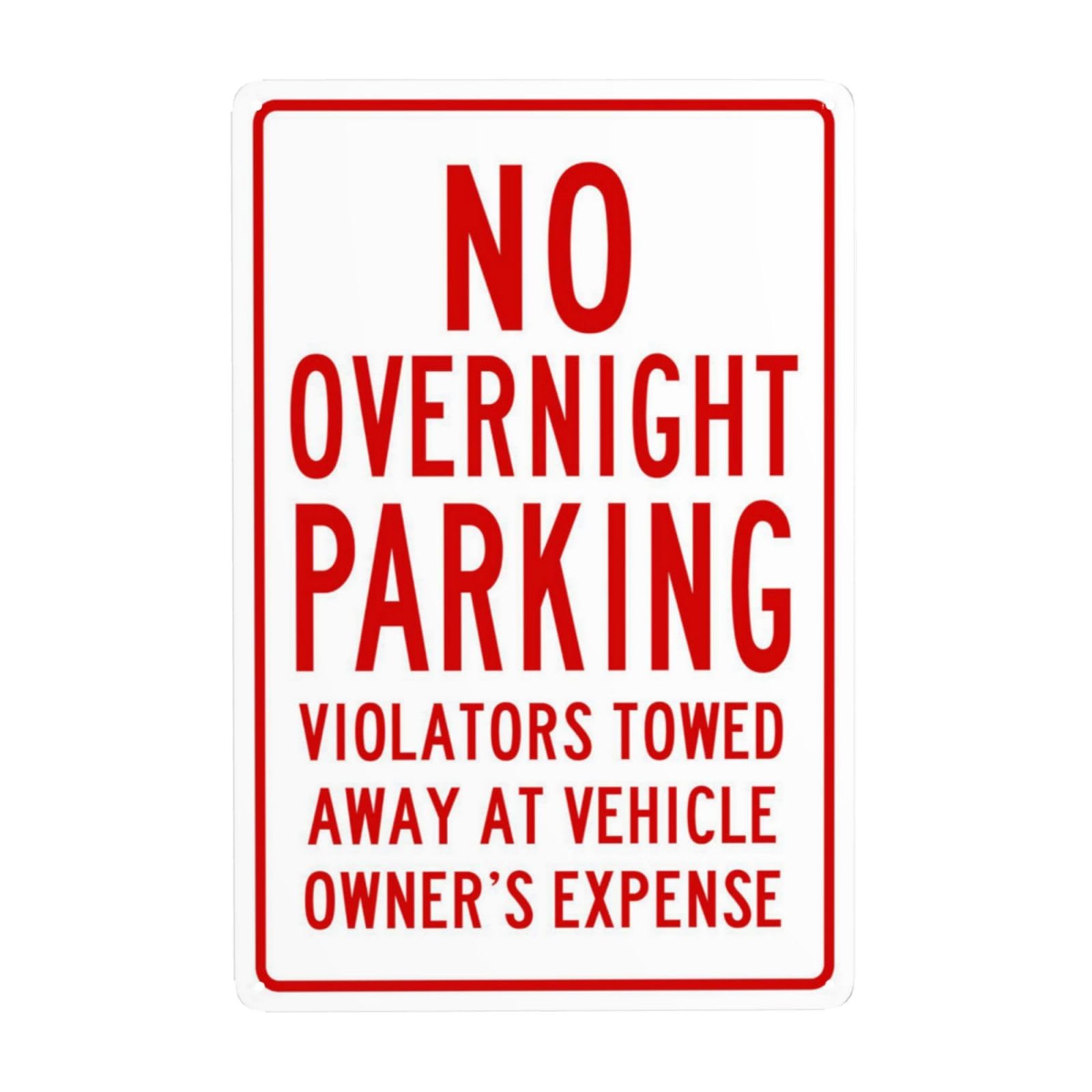 SMAZDFXX No Overnight Parking Metal Warning Signs, Cautions Security Tin Sign, Safety Posted Signs for Street Business Wall Decor 5.5"x8"