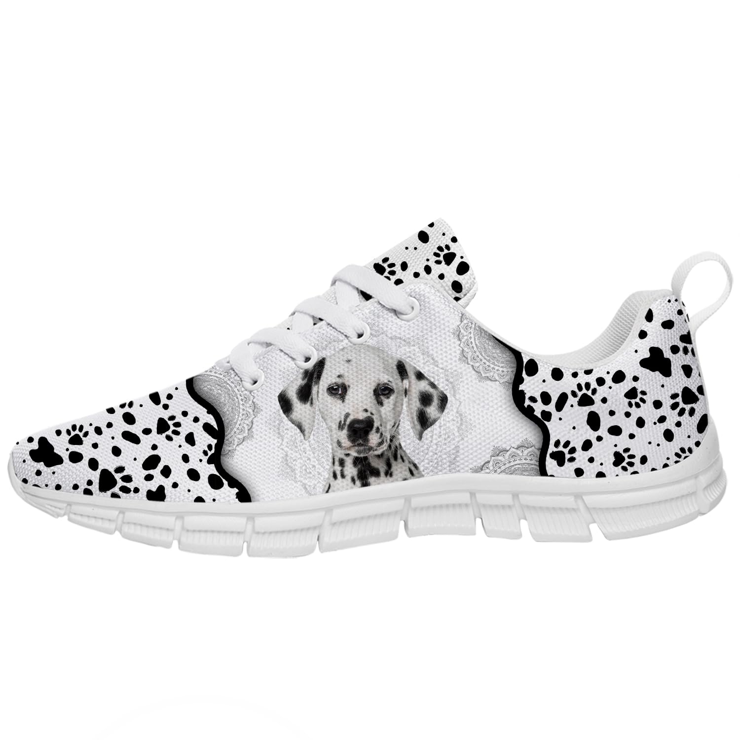 smvith Dalmatian Shoes for Women Men Walking Shoes Print Sneakers Tennis Shoes Gifts for Women Men White Size 6 8
