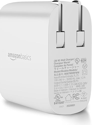 Miniatura 14 de Yaxa Basics Cargador de pared USB-C de dos puertos de 36 W (18 W por puerto) con alimentación PD para tabletas y teléfonos
