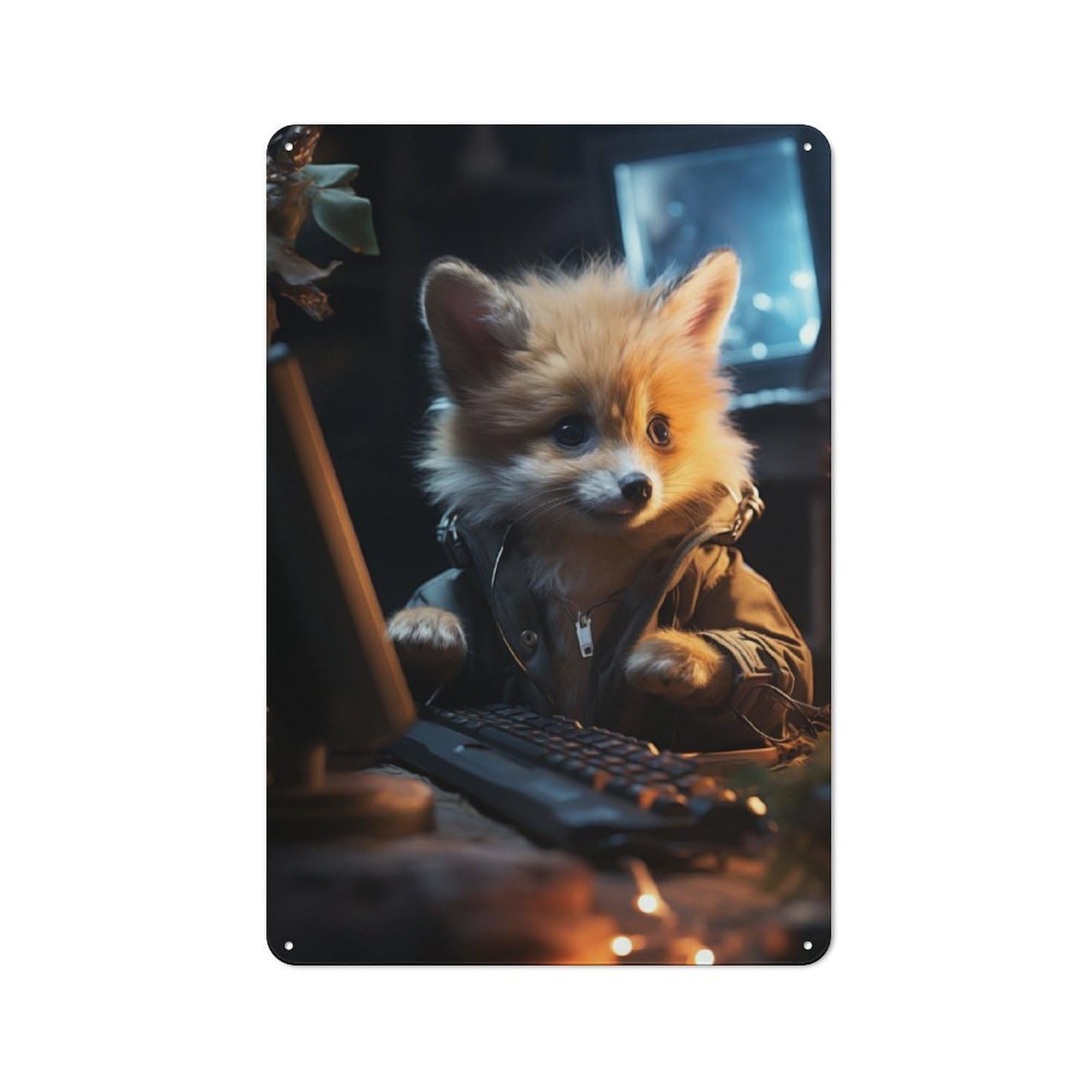 Junmoney Gamer Fox 30X20cm Vintage Metal Plaque With For Garage Or Workshop, A Christmas Gift For People Styling Garage And Workshop