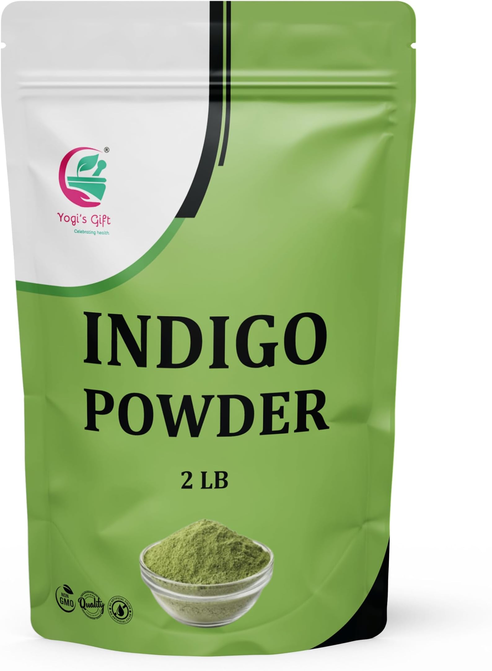 YOGI’S GIFT – Celebrating health | Organic Indigo Powder for Hair 2 LB | Ideal for Black and Dark Hair | Indigofera Tinctoria | Black Henna | Organic Natural Hair color