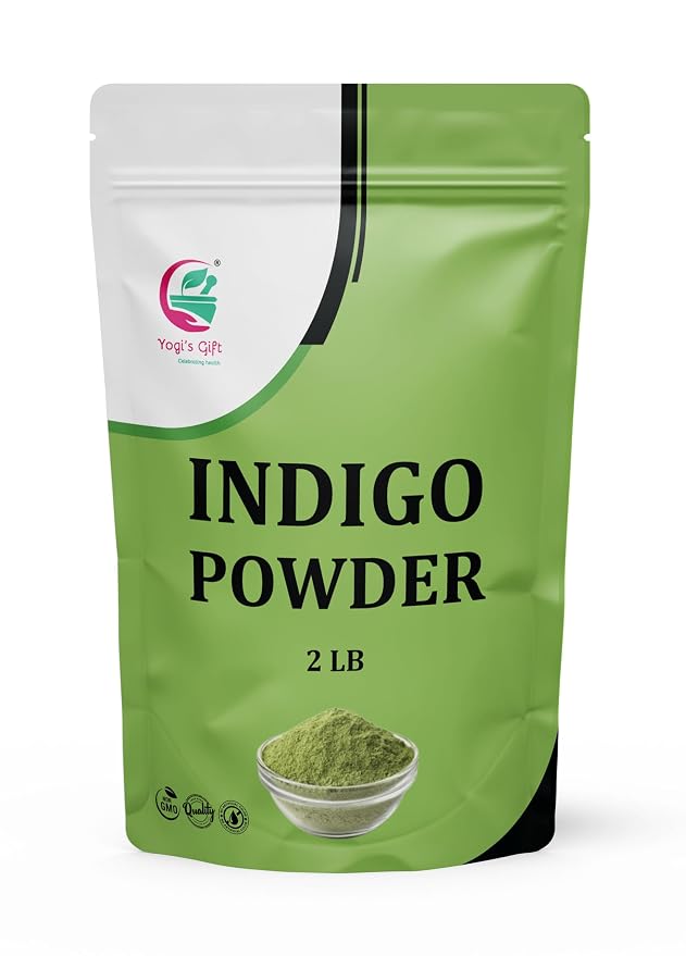 Indigo Powder for Hair 2 LB | Ideal for Black and Dark Hair | Indigofera Tinctoria | Black Henna | Natural Hair color | By Yogi