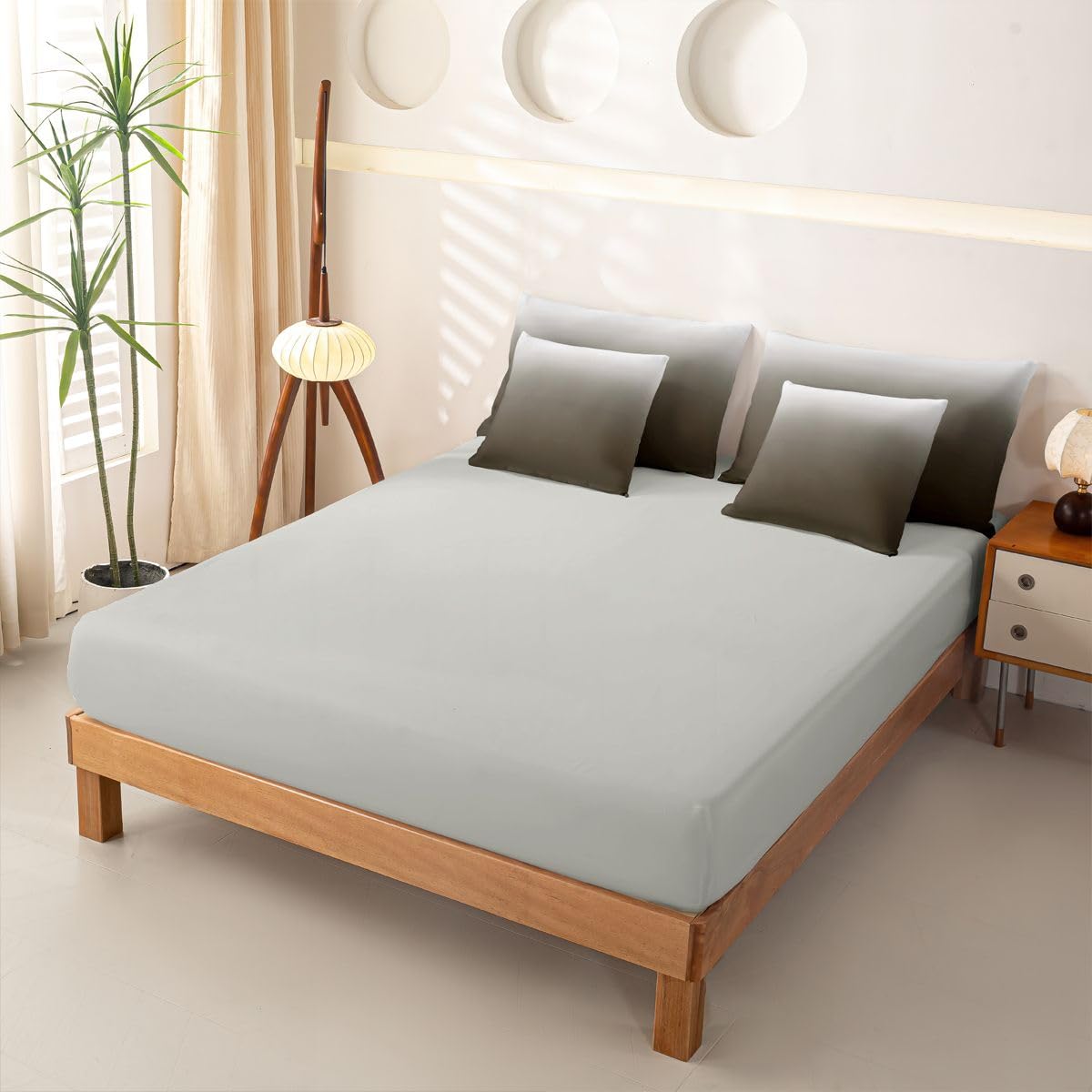 Homewish Set copripiumino king size grigio sfumato 7 pezzi