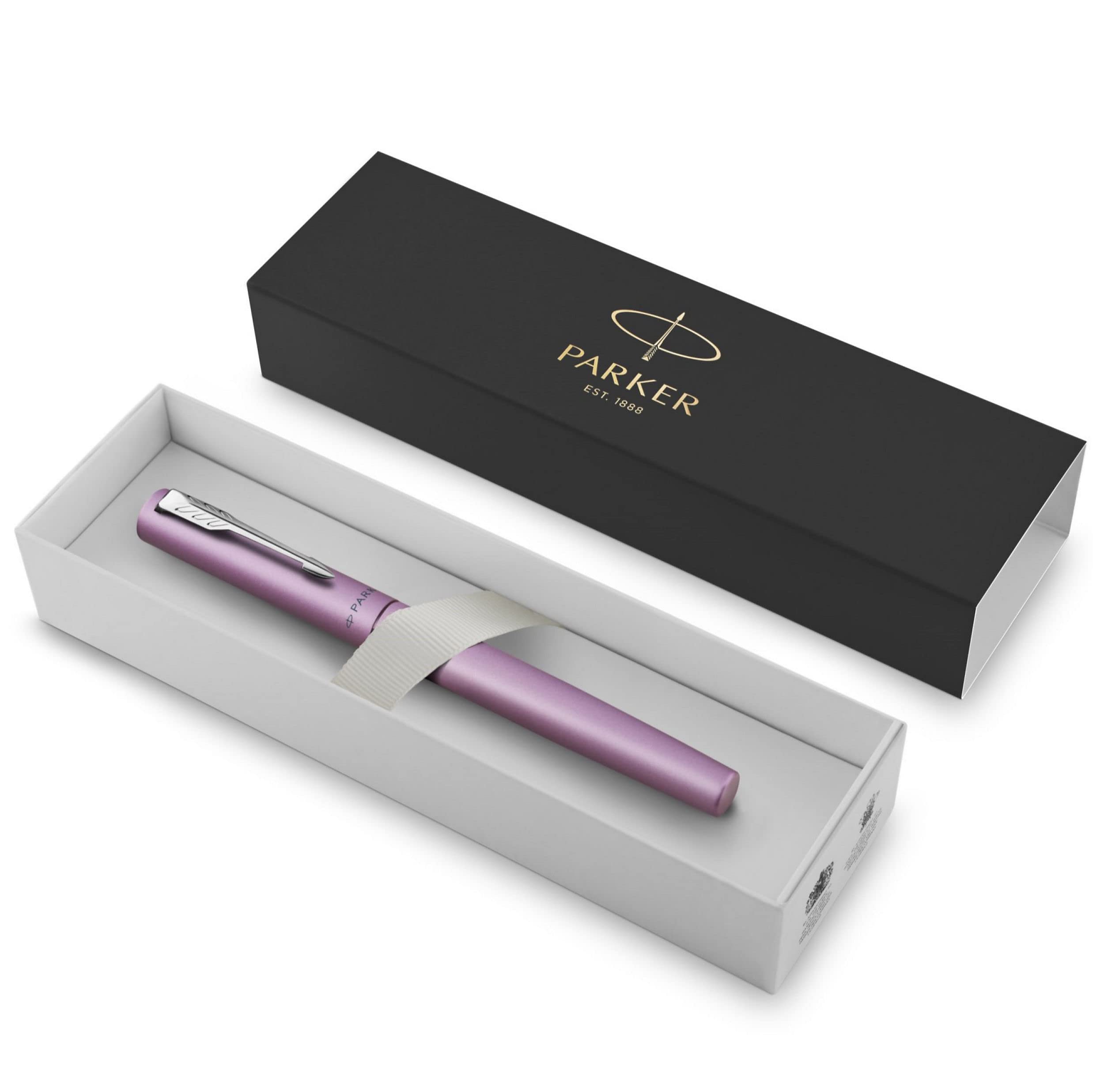 Parker Penna stilografica Vector XL | Laccatura lillà metallizzato su ottone | Pennino medio con ricarica di inchiostro blu | Confezione regalo