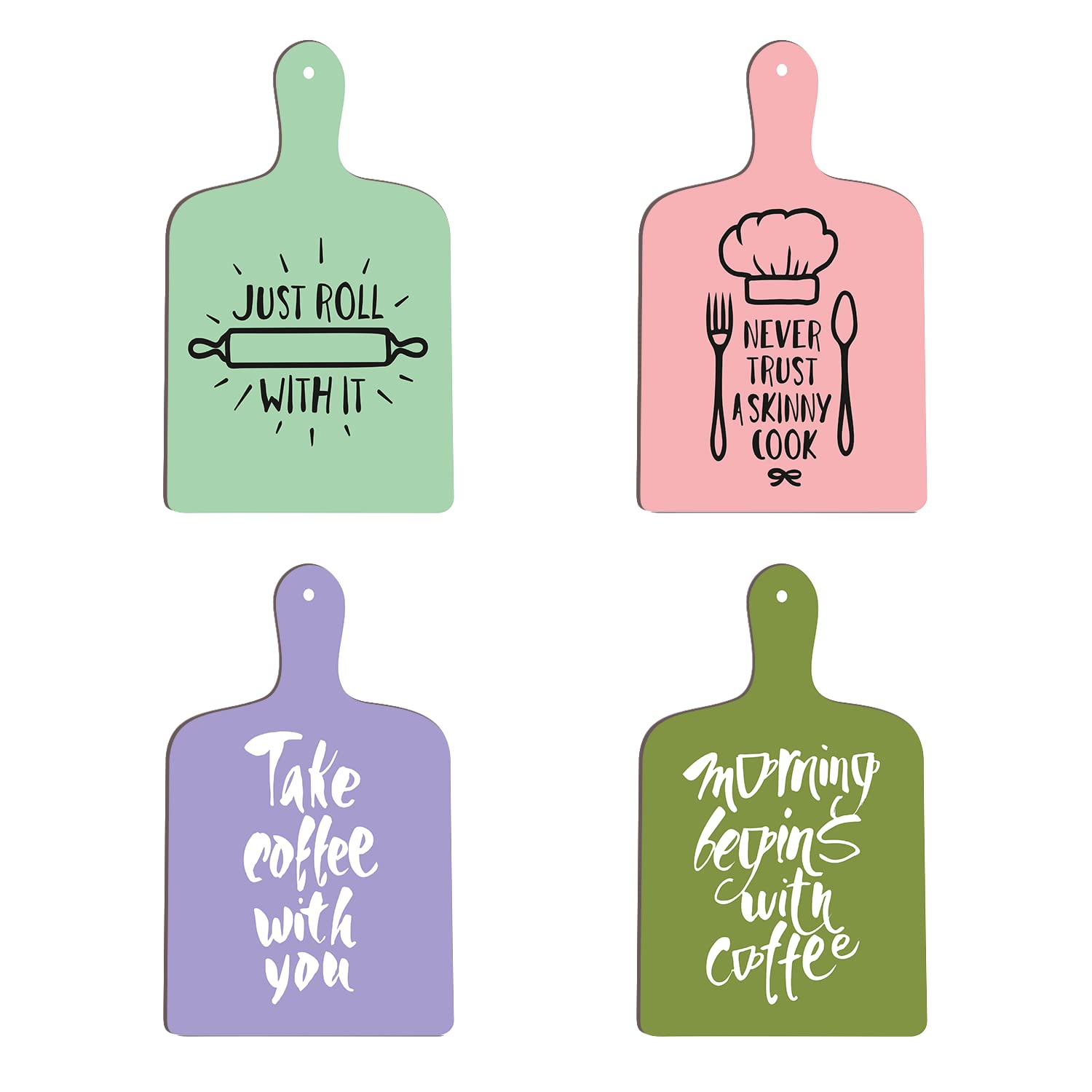 Wooden Wall Art - Kitchen Decor Pack of 4 -8 Wooden Wall Art - Kitchen Decor Pack of 4 -8