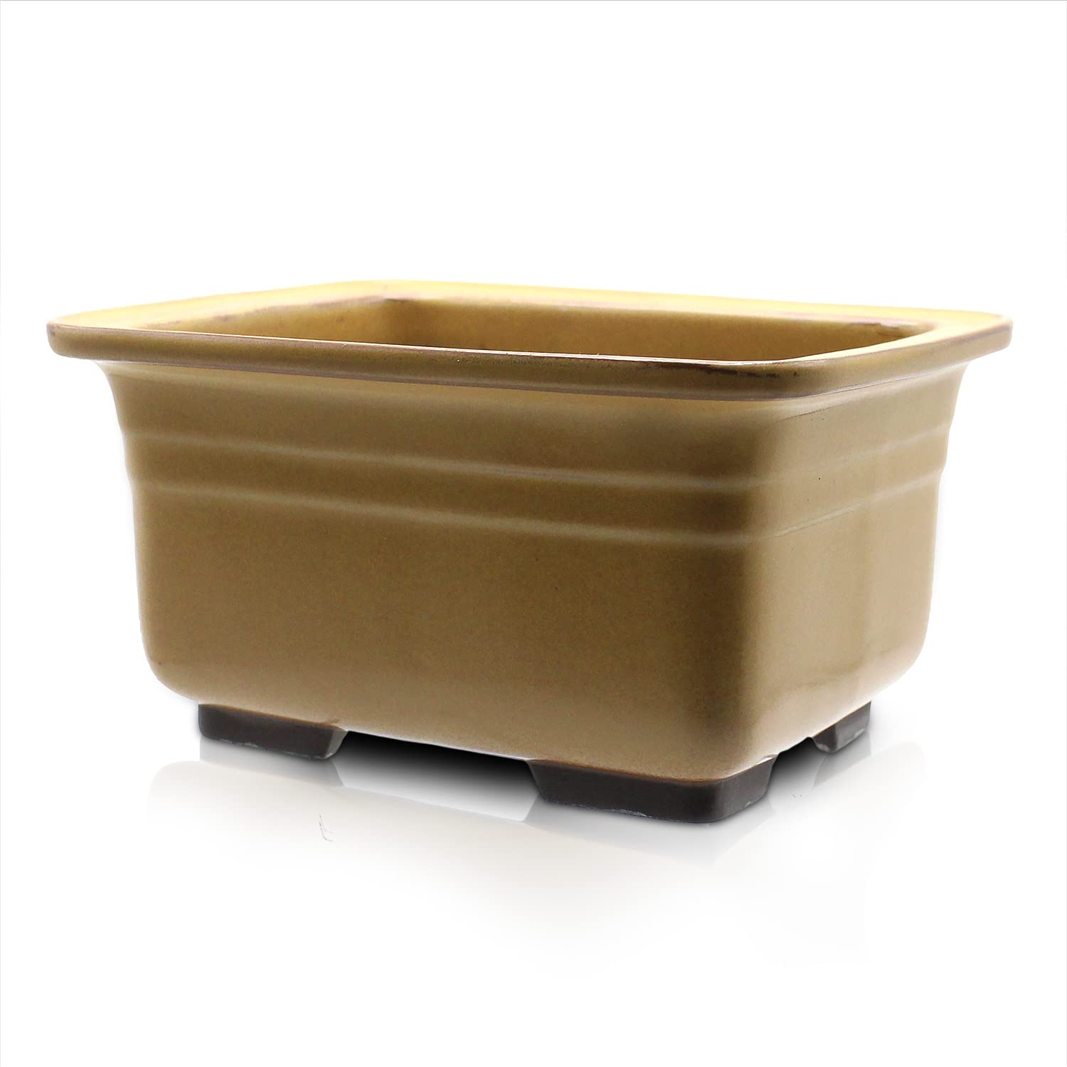 茶色の陶器製四角鉢　落款あり 中型 茶色の陶器製四角鉢 落款あり 中型 Amazon.co.jp: うめきち盆栽用品
