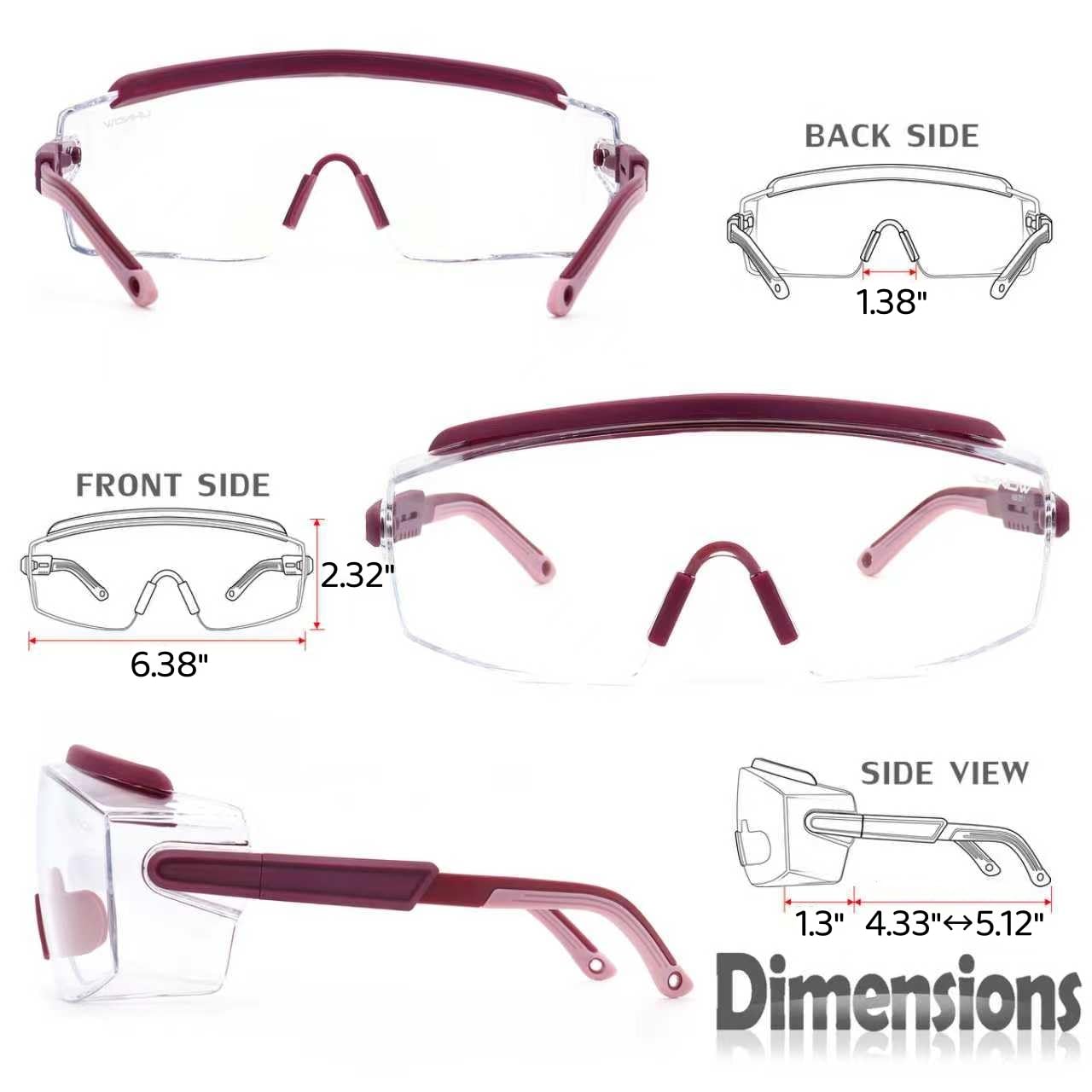 UKNOW Gafas de Proteccion, Gafas de seguridad sobre gafas anti niebla, lente envolvente transparente antiarañazos, gafas protectoras ANSI Z87.1