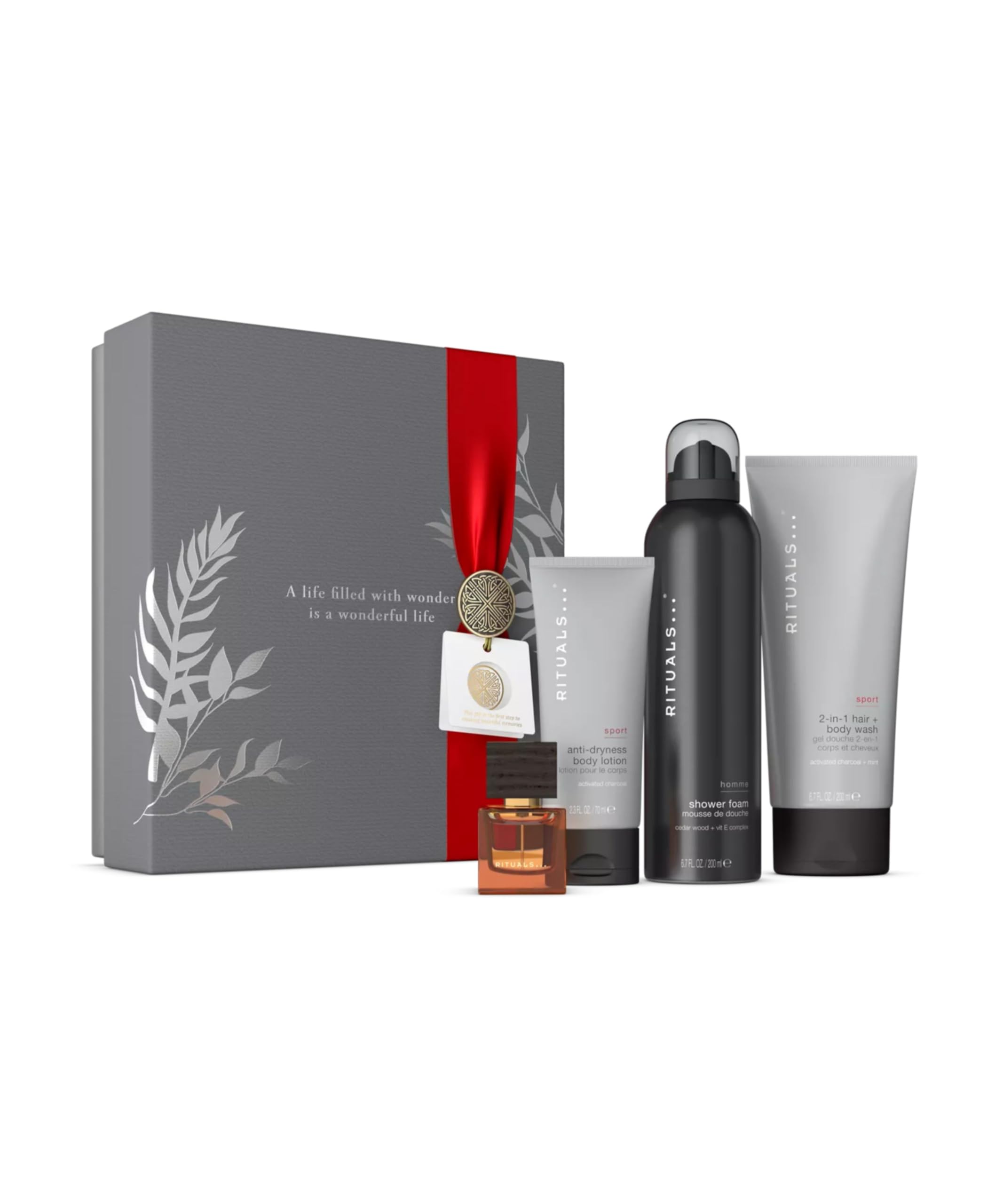 RITUALS Caja de regalo Homme, Medium – Set de baño para hombre con productos para el cuidado de la piel con bambú, menta y madera de cedro – Propiedades estimulantes