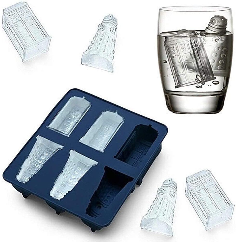 Silicone Ice Cube Tray and Chocolate,Candy,Cookies Mold Maker - Tardis and Daleks