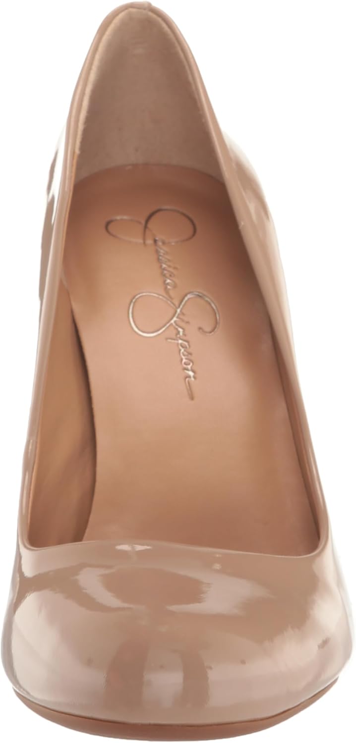 Jessica Simpson Women's Calie Round Toe Classic Heels Pumps Shoes 5 Chai Latte/Super Patent