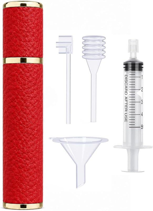 Frasco pulverizador recarregável para perfume Vilarihor 10 mL, vermelho, com acessórios