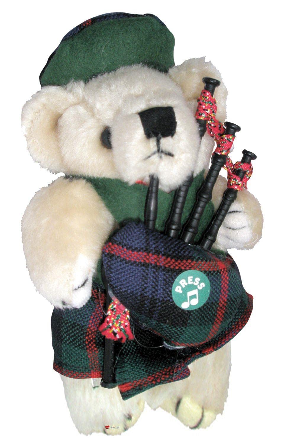 I LUV LTD Musical Figurine Teddy Bear Scottish Gift for Murray Tartan Clan, Made in Scotland