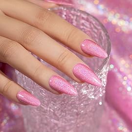 RARJSM Hot Pink Holographic Gel Nail Polish Rainbow Glitter Reflective Iridescent Gel Polish Curing Required Unicorn Mirror Chrome Laser Effect Soak off for Summer DIY Salon Home Manicure 7.5ML