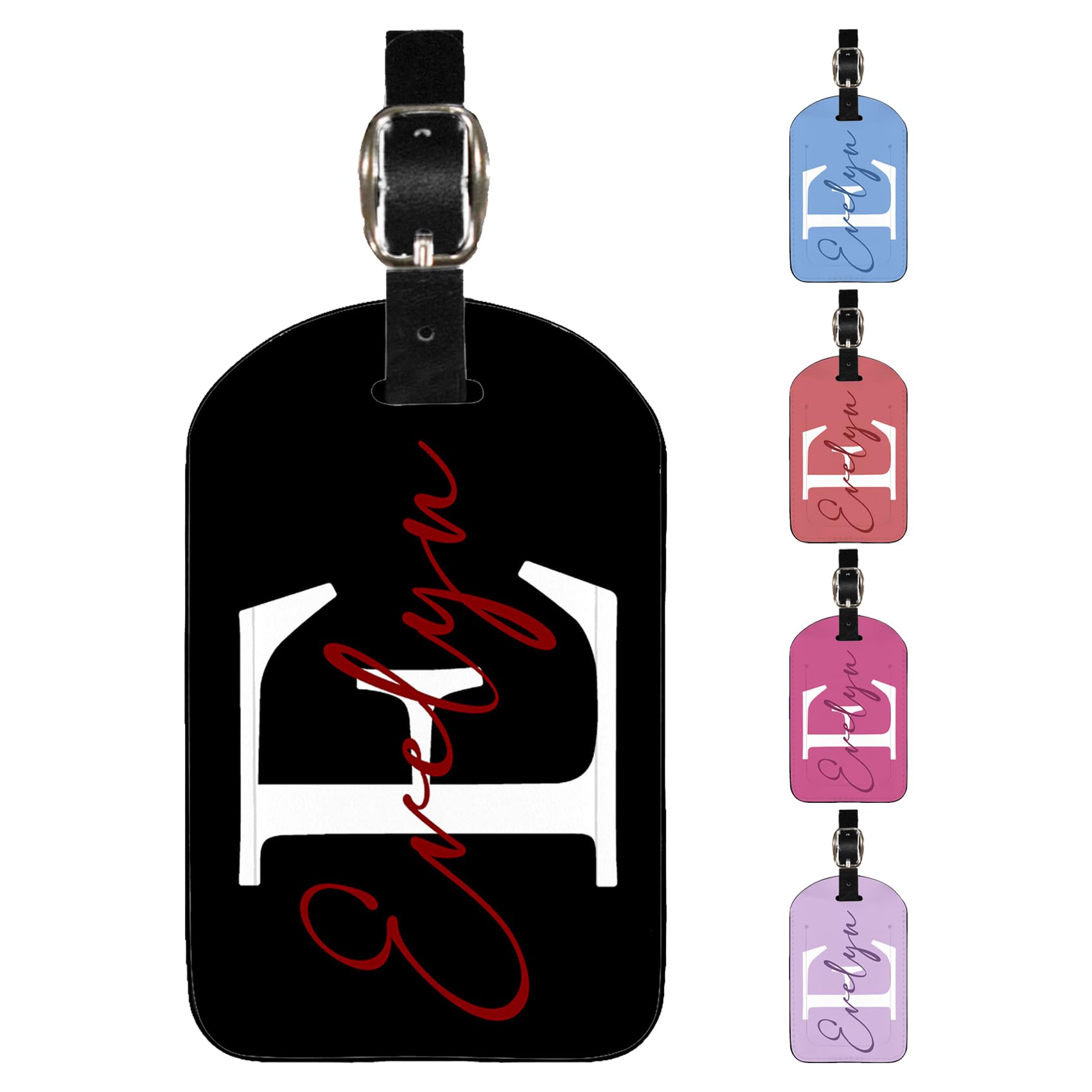 Etichetta per bagagli con monogramma personalizzata con nome Etichetta per bagagli in pelle con iniziale personalizzata per valigie, protezione della privacy Nome etichette da viaggio Etichette ID per