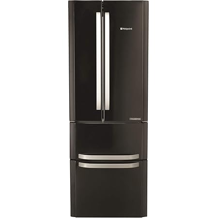 Hotpoint FFU4DK Independent 402 l A+ Black Side-by-Side Refrigerator (Stand-Alone, Black, American Door, LED, Glass, 554 l)