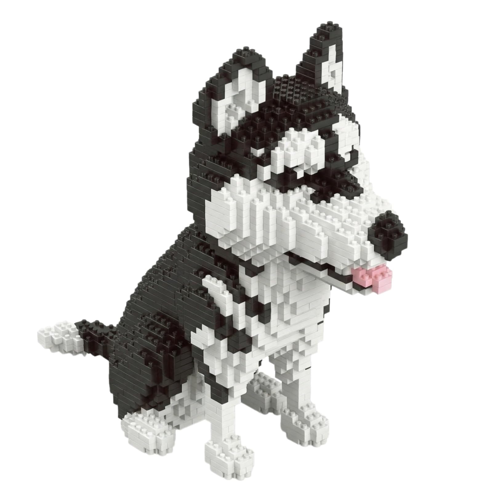 BOBPPOP Creative Building Set for Teens and Adults, Advanced DIY Engineering Kit, Complex Mosaic Art Project, Stress Relief Puzzle Gift for Ages 14+（Sitting Siberian Husky）