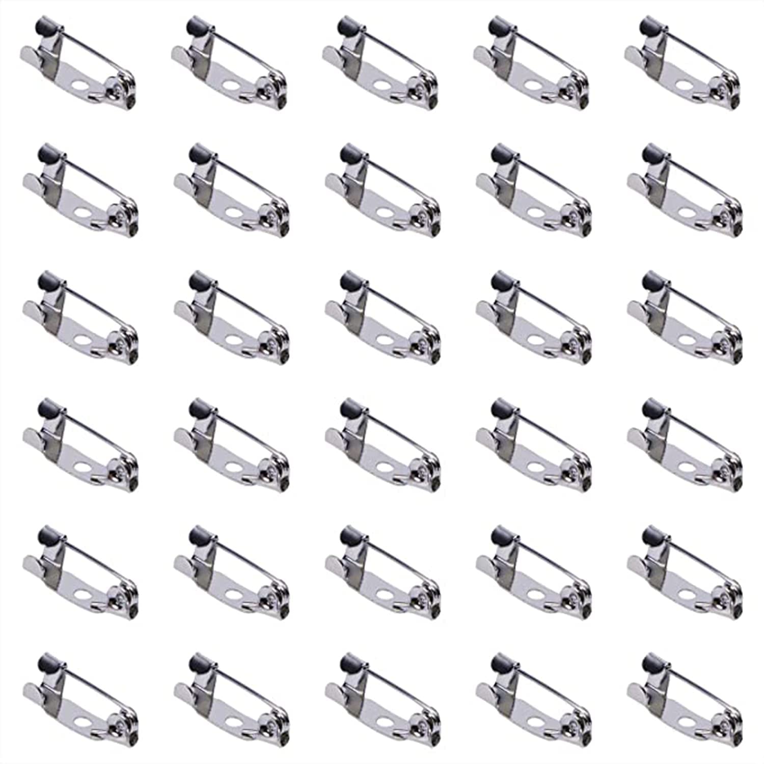 KASTWAVEKASTWAVE 30Pcs Locking Pins Backs Safety Clasp Brooch Badge Bar Jewelry Diy Craft Name Tags Toy Ribbon Corsages Costume Jewelry Making Sewing Felt Fabric Baby Shower Wedding (silver, 15mm)