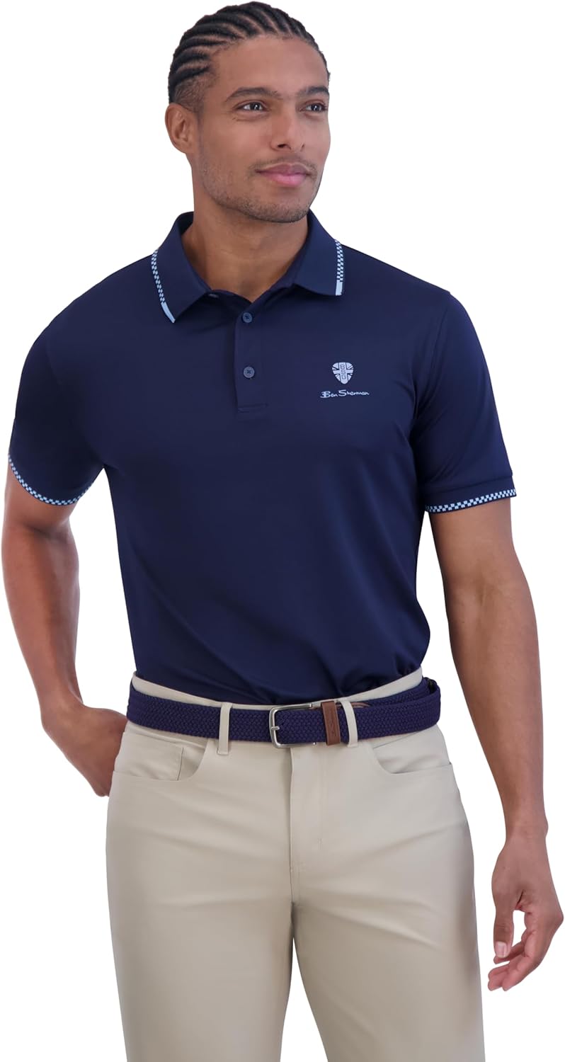 Ben Sherman Men's Golf Shirts– Sport Athletic Fit, UPF+, Moisture-Wicking, Odor Resistant, Casual Shirt