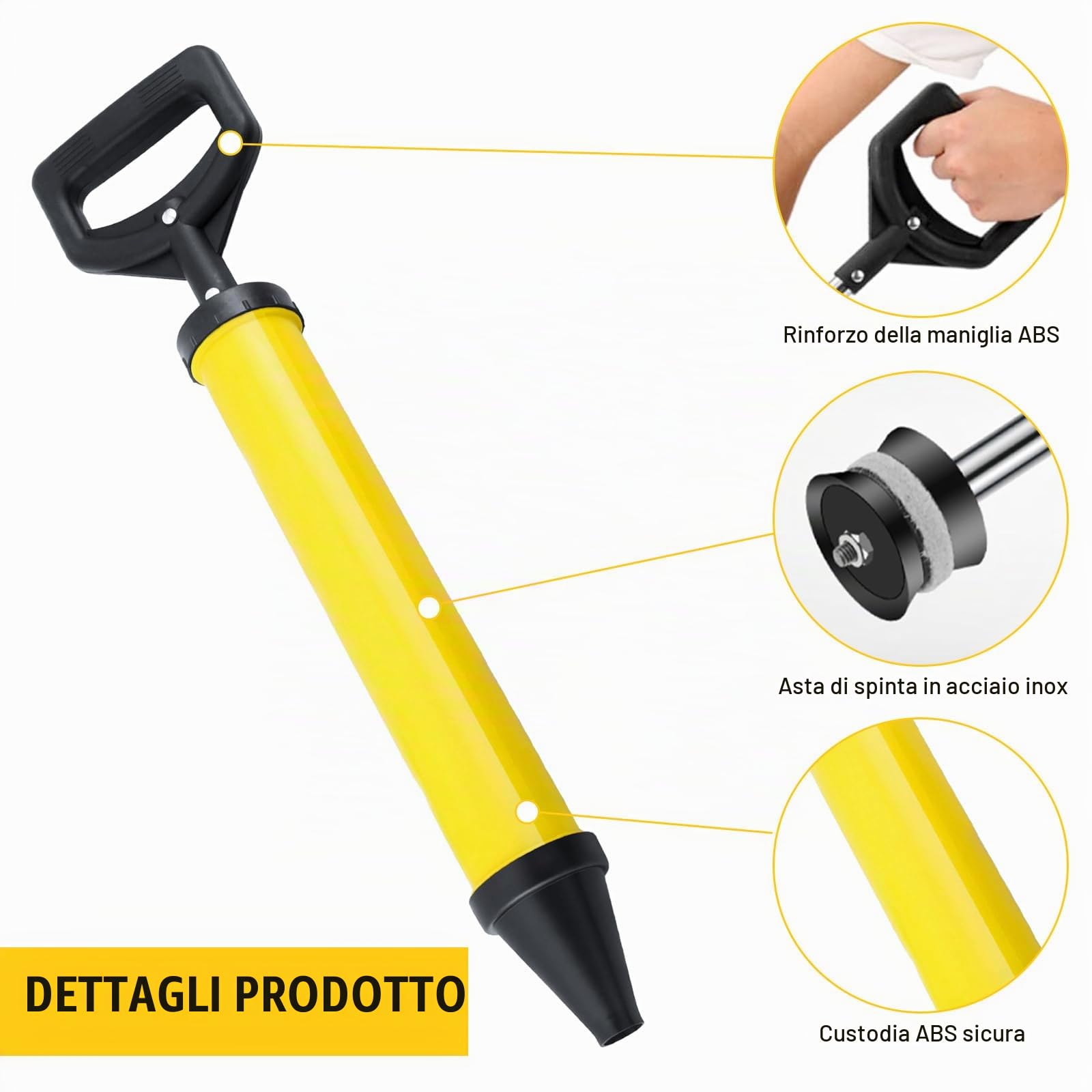 Naapesi Pistola per Cemento, Pistola per Malta, Pistola di Calafataggio, Pompa per Malta manuale, Pistola per Stucco, Siringa per Malta con 4 Ugelli per Puntare Mattoni e Stuccatura di Piastrelle