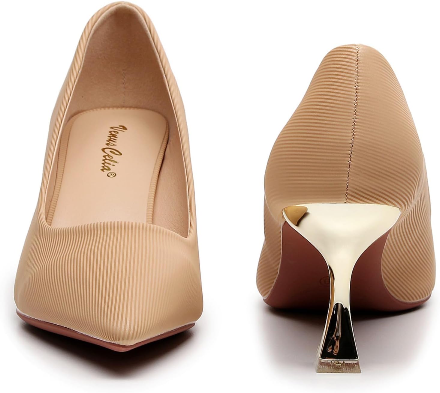 VenusCelia Women's Golden-Sun Pump Stiletto Heel Shoe - Image 4