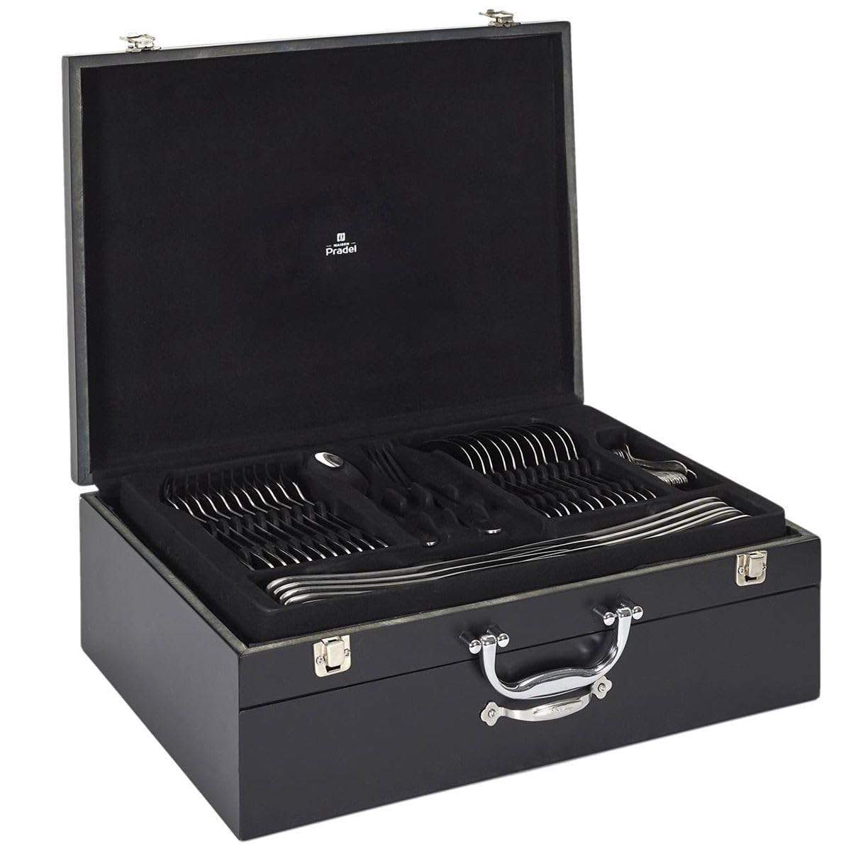 Ménagère 84 Pièces "Coffret Bois" 45cm Noir