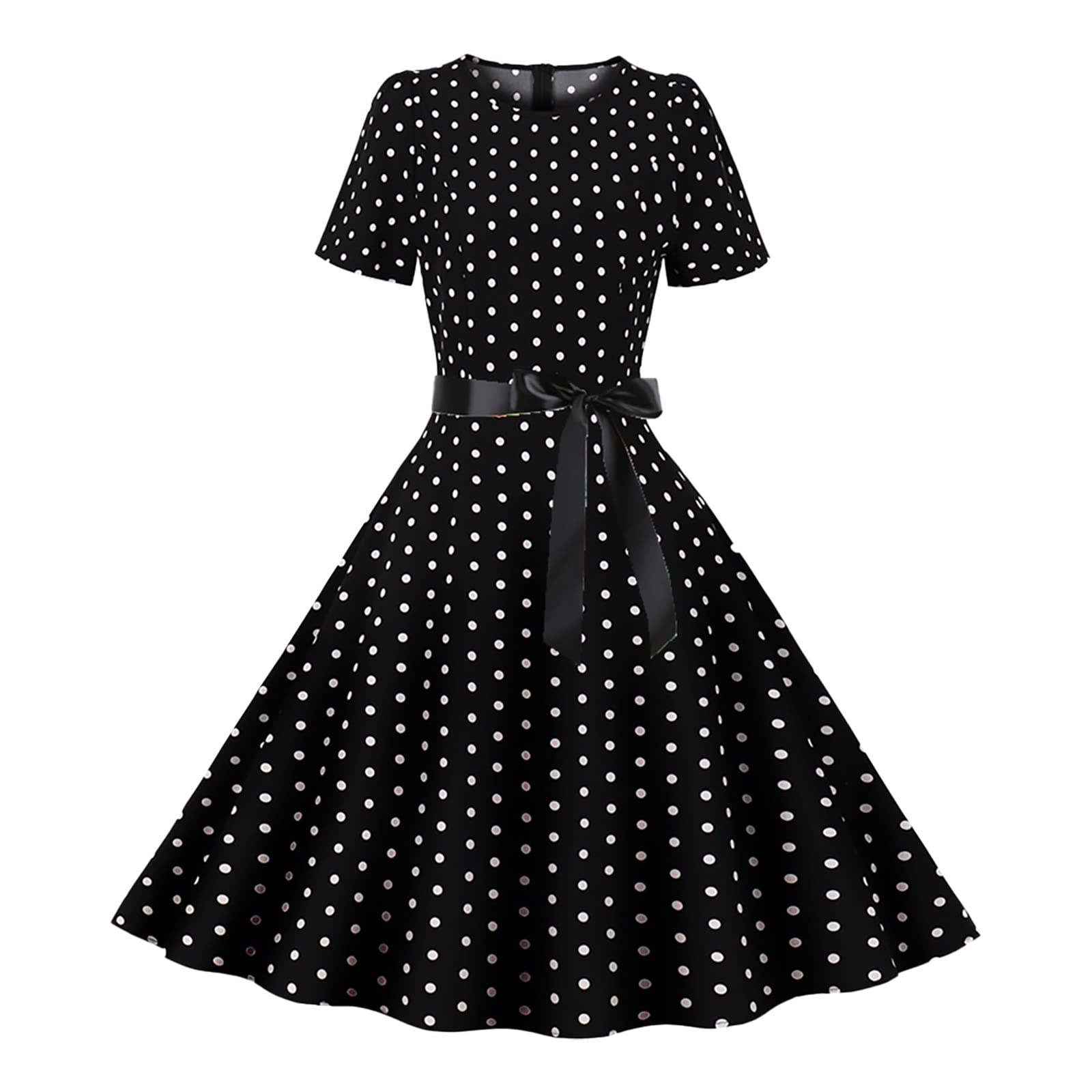 Hanaturu Vestidos Largos,Vestidos Niña,Vestidos de cóctel con Estampado Vintage para Mujer Vestidos de Fiesta de Manga Corta con Columpio Vestidos Grandes con Columpio hinchados Vestidos Entretiempo Mujer