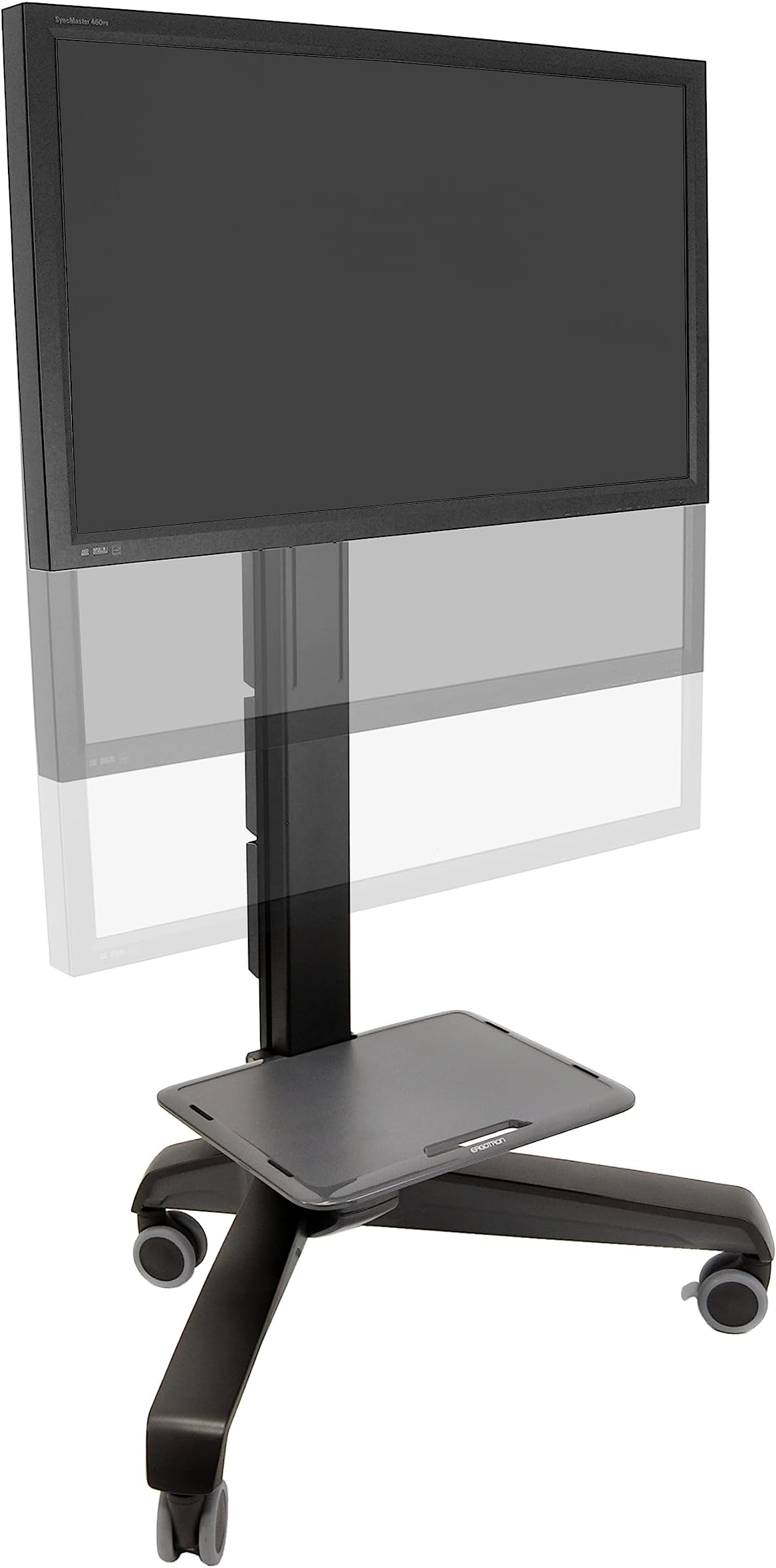 Neo-Flex Mobile MediaCenter VHD, Rolling Computer Cart – for Heavy Monitors or TVs Up to 75 Inches, 50 to 90 lbs – Black