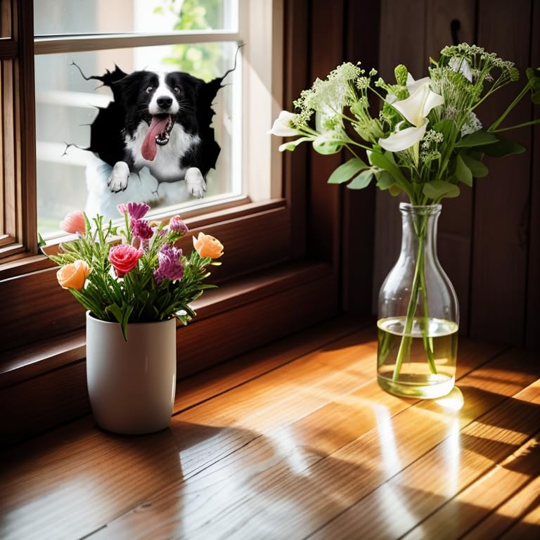 Image of Funny German Border Collie Window Car Sticker,11.8x11.8in 3D Vinyl Waterproof Dog Auto Decals,for Wall Laptop Car Window Truck Bumper Refrigerator Sticker