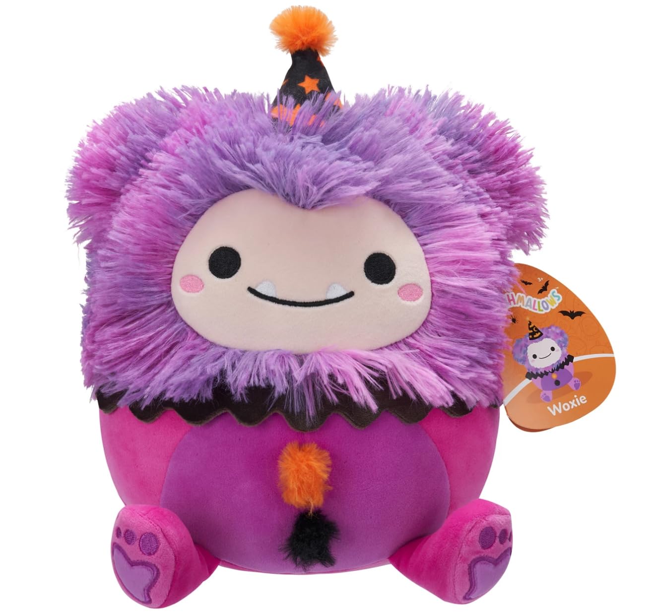 Squishmallows 18 cm Woxie Magenta Wielka Stopa w kostiumie klauna pluszowy Halloween