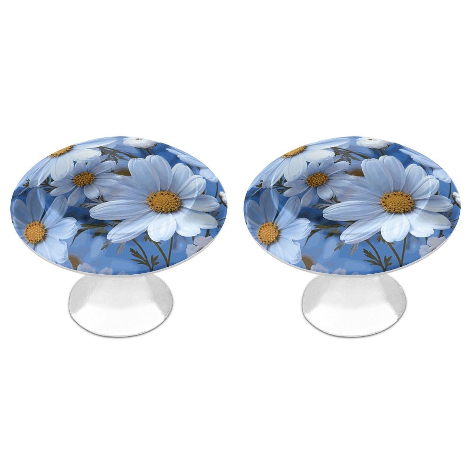 Btcowzrv Style Daisy Blue 2 Pack Cabinet Knobs Drawer Pulls