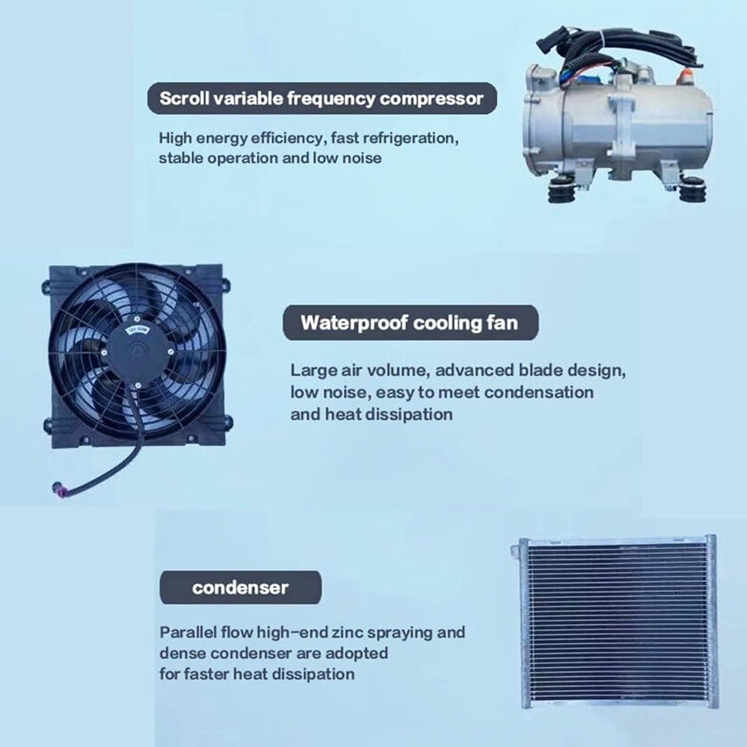 DC Aire Acondicionado para Caravanas Coche DC 12V/24V/48V/120V/220V Aire Acondicionado Techo Camion,Función Fría Y Caliente,para Vehículos Recreativos,Campistas,etc 12V