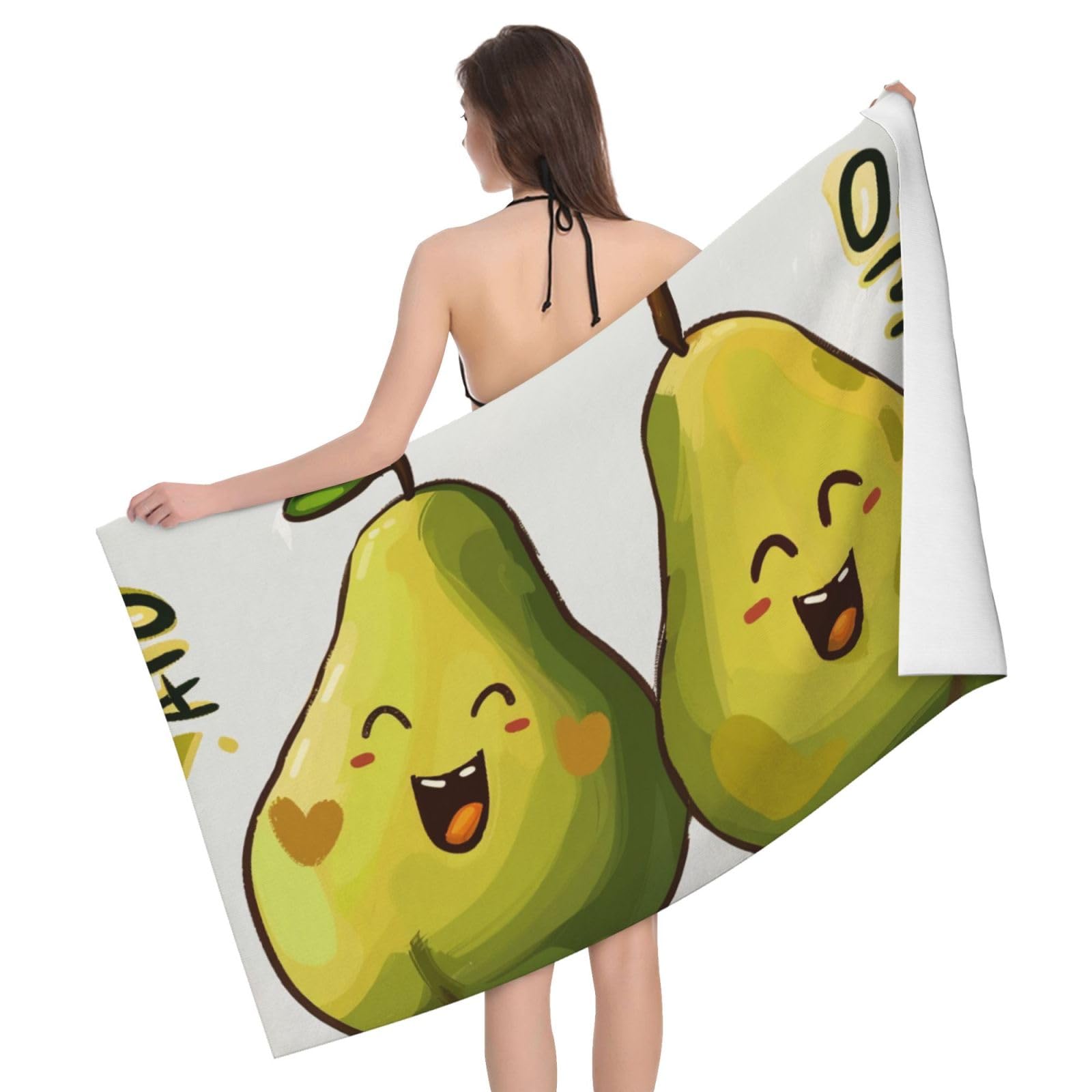 BWWHCCTI Cartoon Pears Printed Microfiber Quick Dry Bath Towel, Soft Beach Towels for Travel,Camping,Gym,Beach,Swimming,Yoga, 130x80 CM