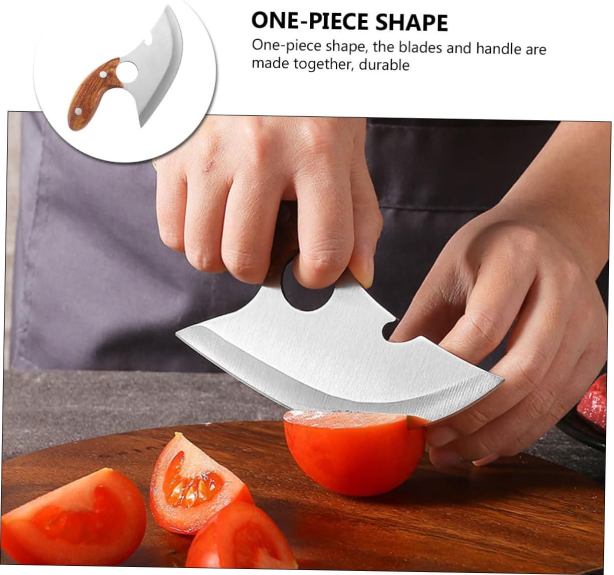 Stainless Steel Meat Cutter Wooden Handle for Home Kitchen Use