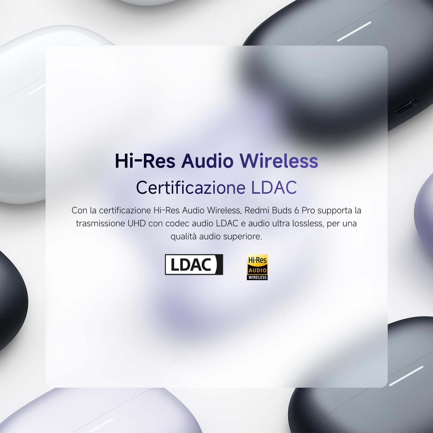 XIAOMI Redmi Buds 6 Pro: Auricolari wireless Bluetooth in-ear, Cancellazione attiva del rumore fino a 55dB con regolazioni multilivello, Hi-Res, Fino a 9.5h+36h Durata della Batteria, IP54, Nero