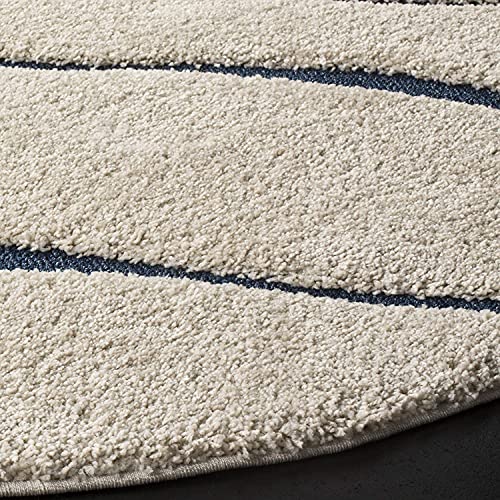 Image of (Pack of 2 Abstract Wavy Design Shaggy Carpet for Living Room, Bedroom, High Low Design Finish Microfiber 1.8 Inch Pile High, 2x5 Feet Runner Ivory|Light Blue Color