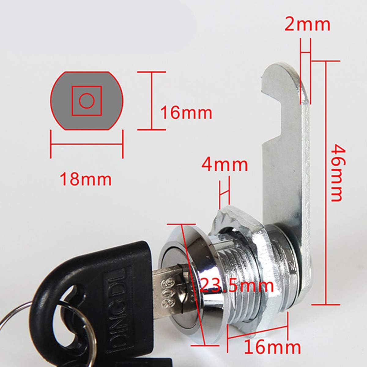 TOP-VIGOR 2Pcs 16mm Security Cam Lock, Cabinet Drawer Security Mailbox Locks with 4 Keys for Cupboard Drawer, Wardrobe - Image 2