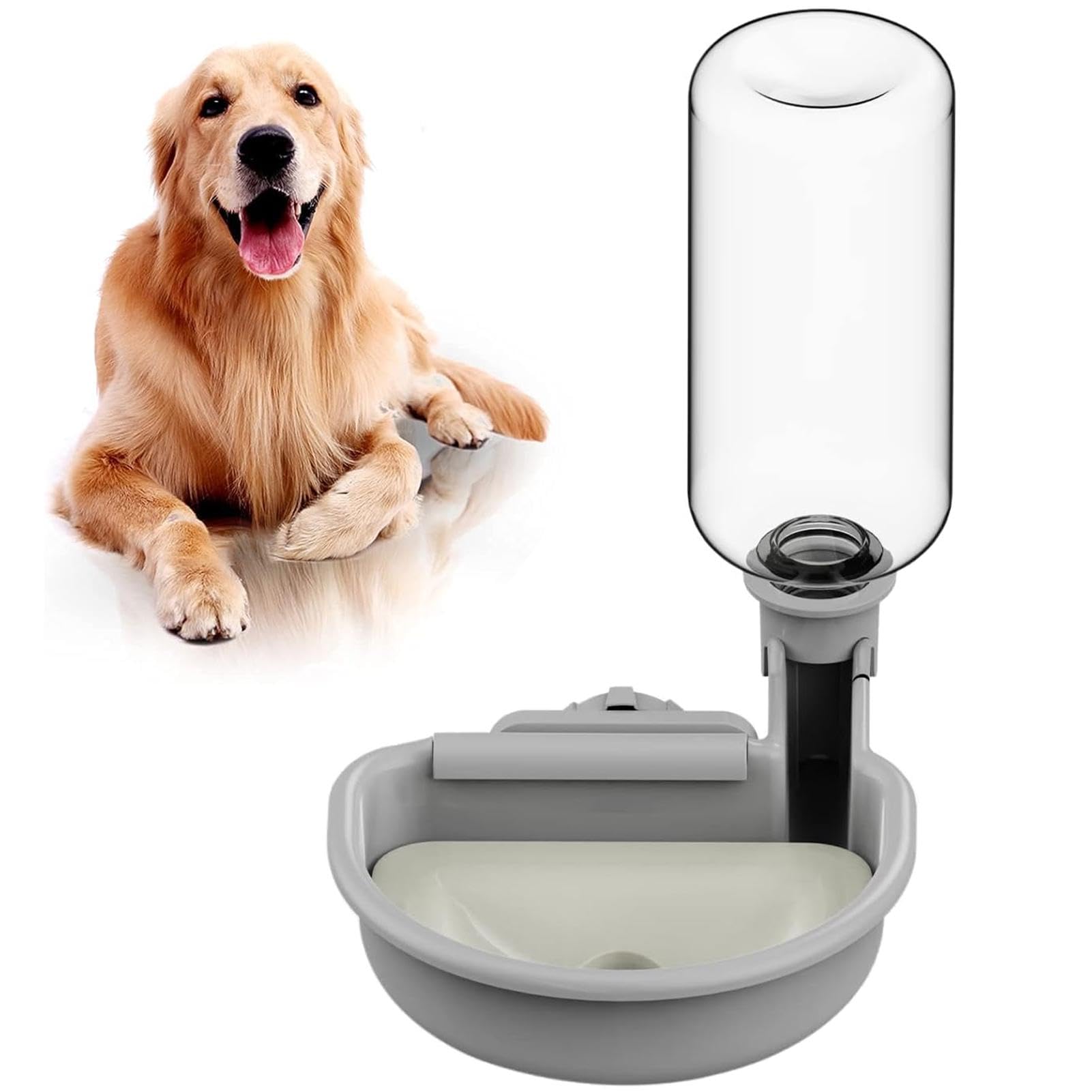 Faderr Automatic Pet Water Dispenser, 480ml Grey, Dog, Cat, Rabbit, Ferret, Small Animal, Gravity-Fed, ABS Material