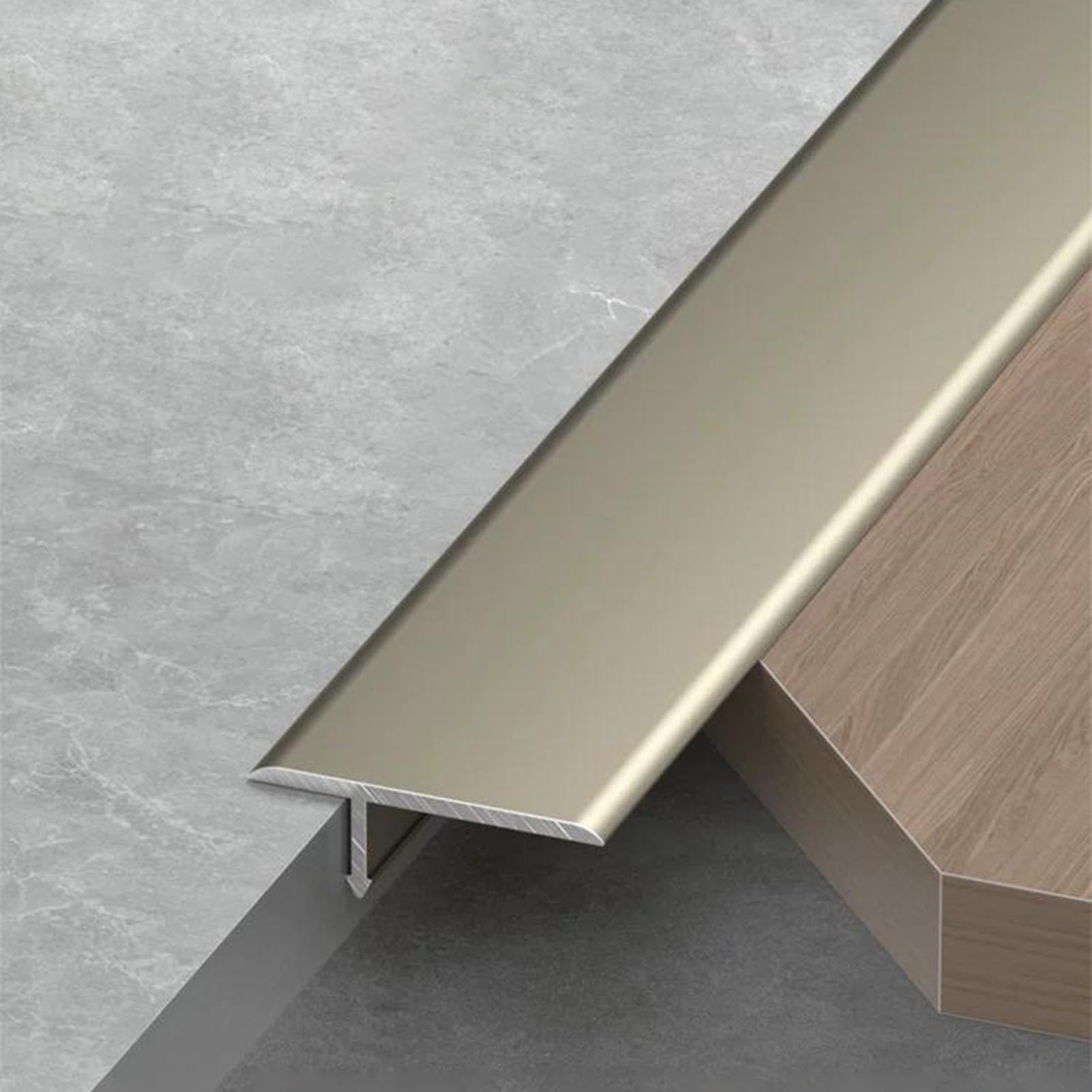 3 PCS Thickened Floor Transition Strip for Doorways, T Molding Threshold Gap Cover, Cuttable Waterproof Seam Filling Strip for Wall Decoration(Champagne)