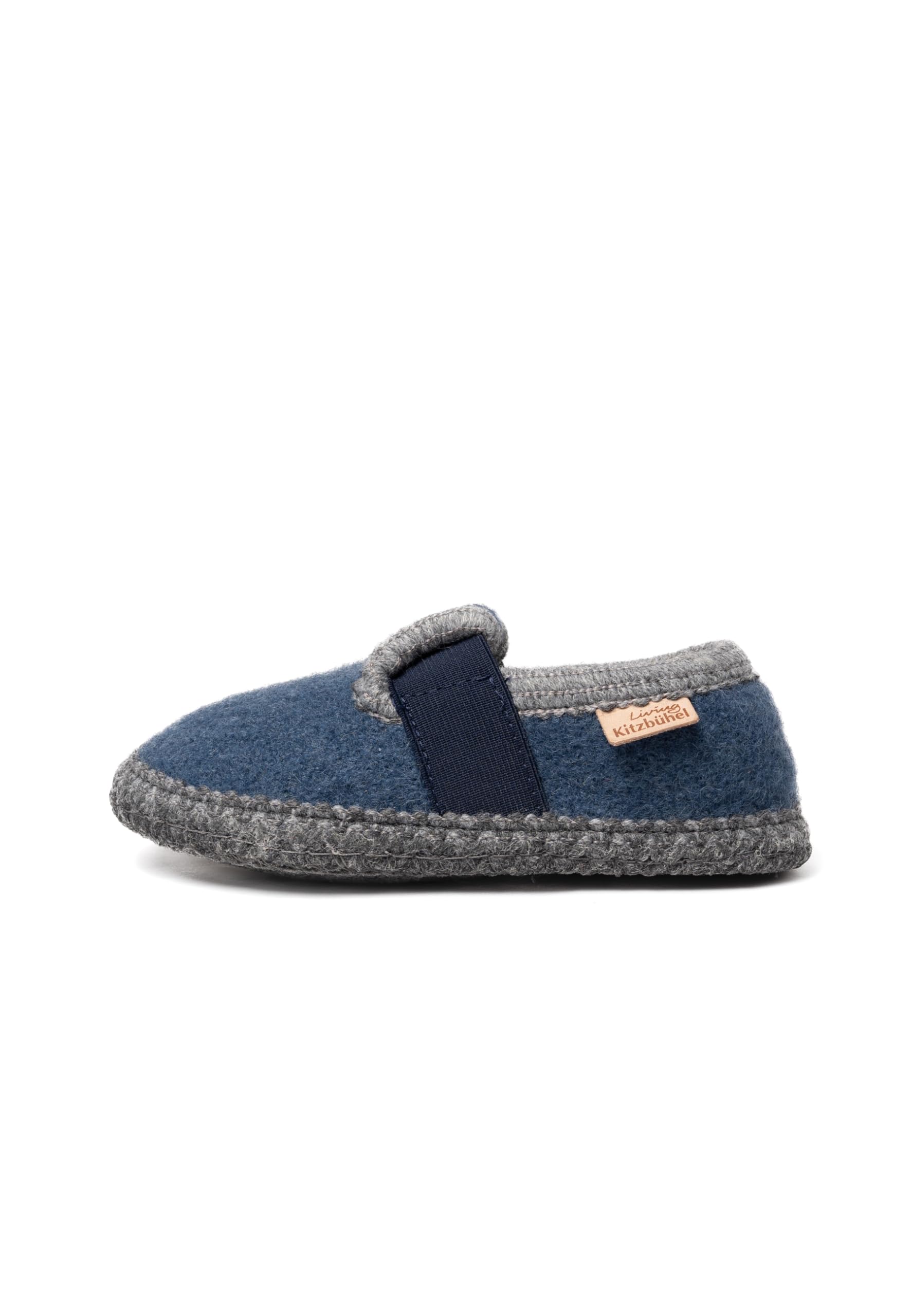 Living Kitzbühel Modello a T con decorazione all'uncinetto – Pantofole morbide per bambini in lana – Traspirante e antiscivolo – Realizzato a mano in Europa