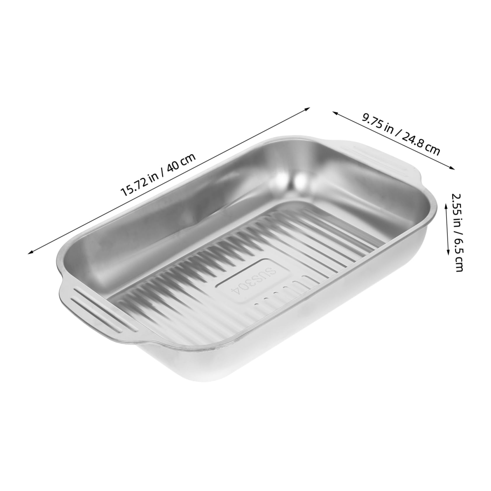 GRIRIW Stainless Steel Roasting Dish Rectangular Deep Baking Tray for Oven and Grill Splatter Design for Home and Restaurant Use Broiler Pan for Versatile Cooking