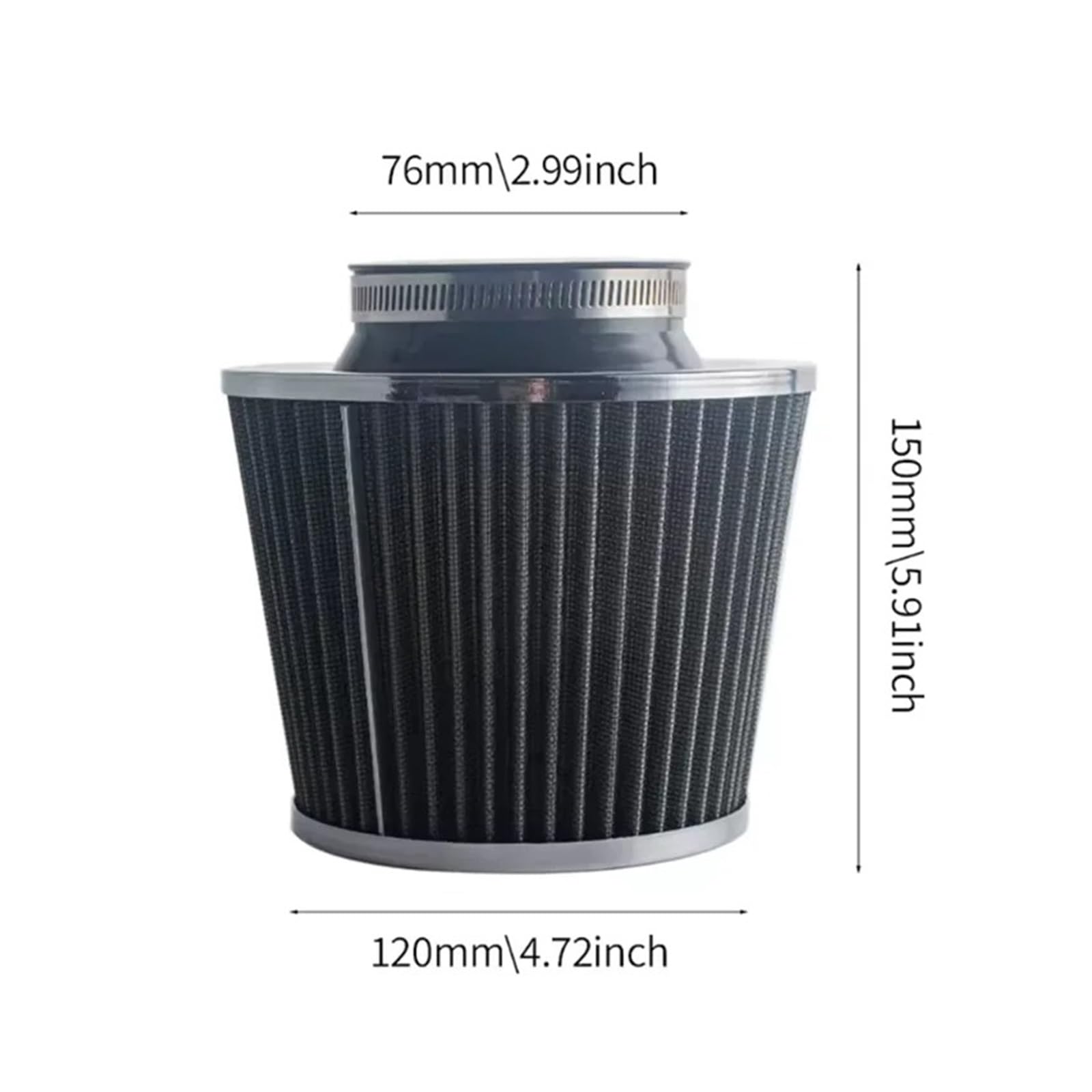 Filtro De Aire Alto Flujo Modificado Para Coche Universal Con Cabeza Seta 76mm Toma Aire Coche(Red)