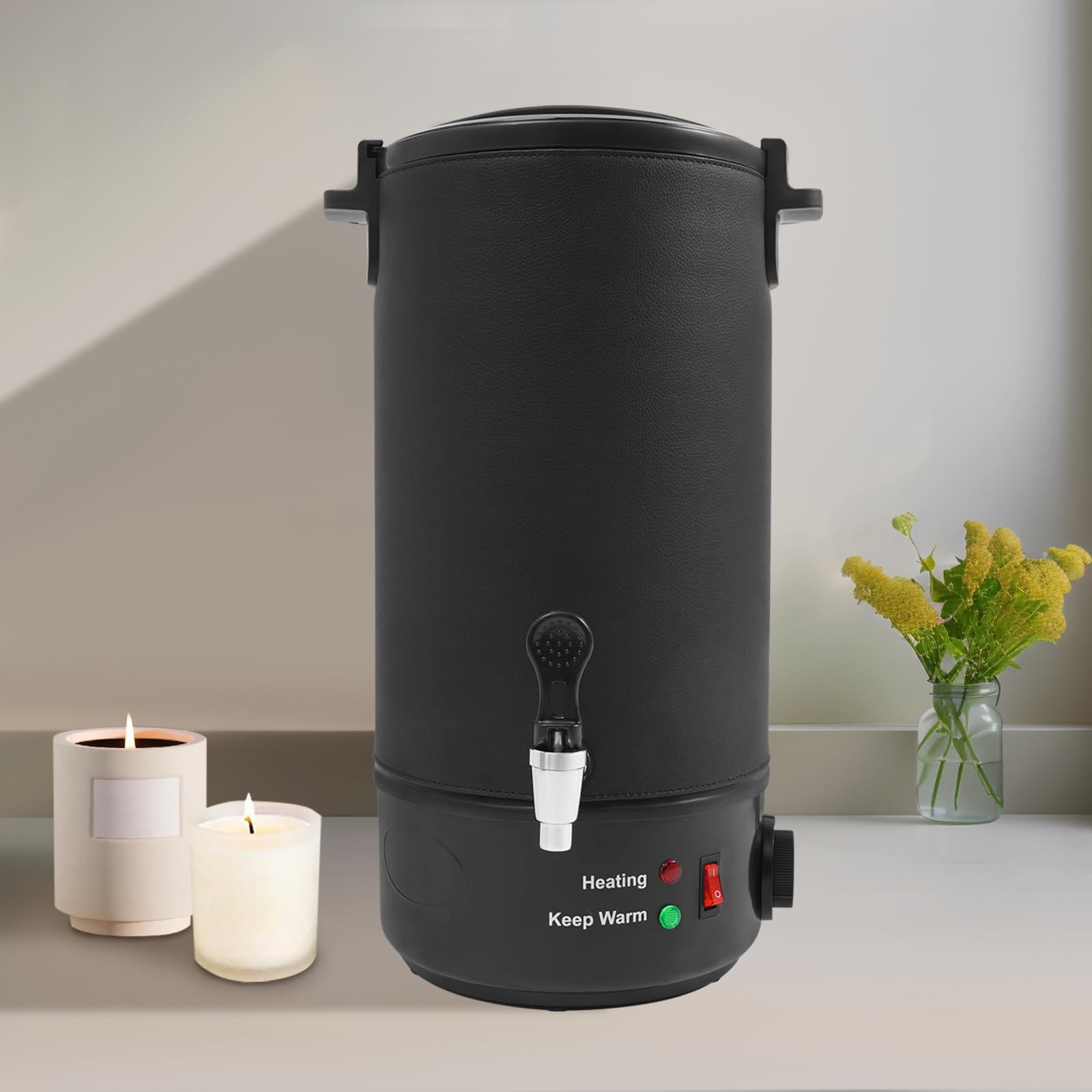 MEELRYD Elektryczny topiący wosk do produkcji świec, 10 l, elektryczny garnek do topienia wosku, kontrola temperatury 86-230°C, zestaw do samodzielnego wykonania świec