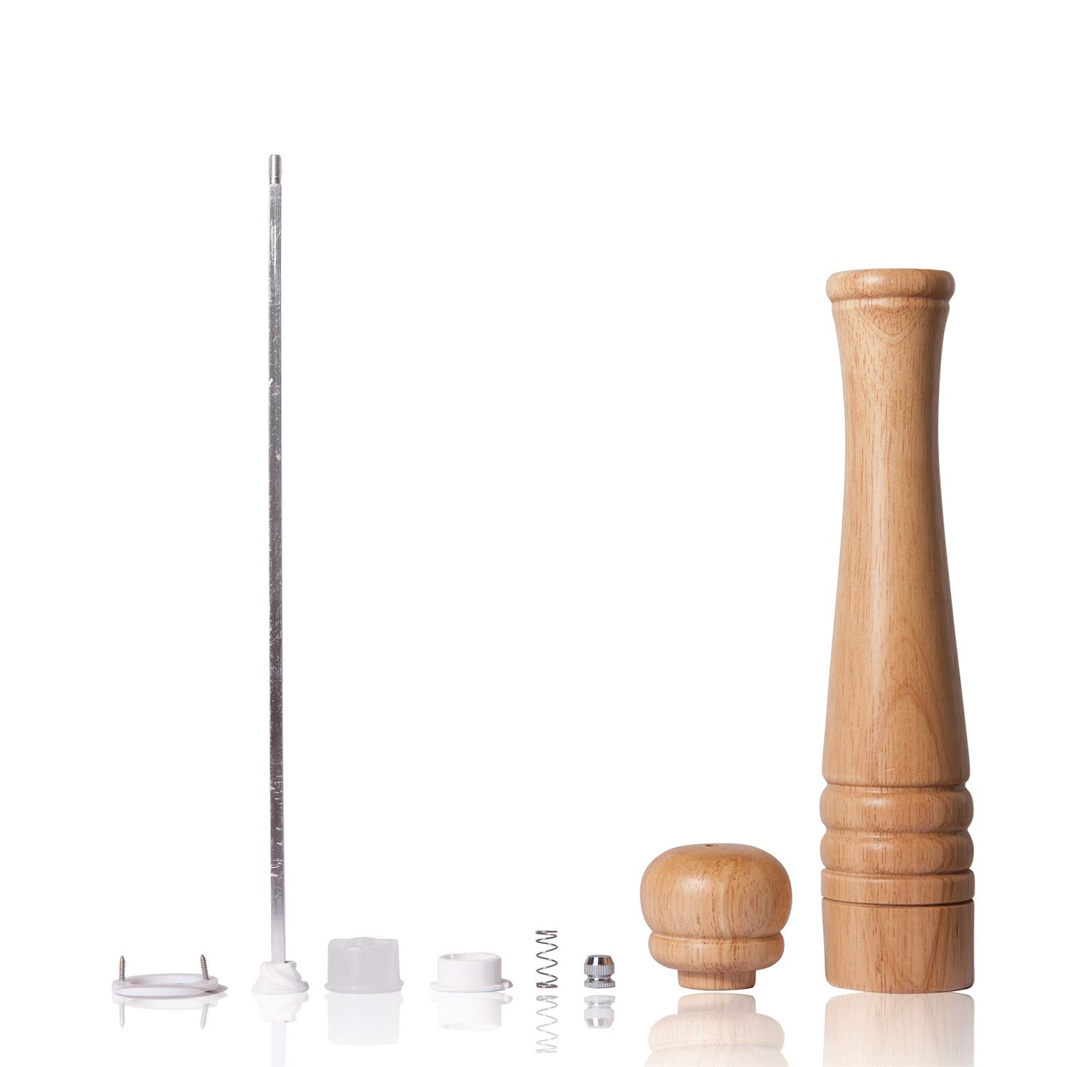 Molinillo de Pimienta y Sal. Molinillo de cerámica duro y ajustable. Madera de caucho, Altura de 30 cm